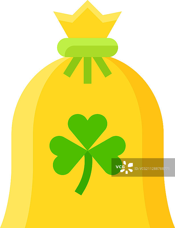 带三叶草符号的钱袋图标图片素材