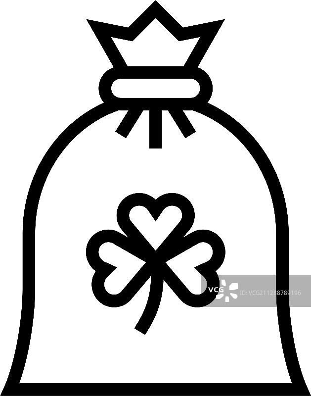 带三叶草符号的钱袋图标图片素材