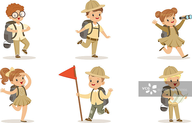 可爱的儿童童子军露营素材图片素材