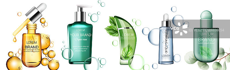 透明瓶中的有机产品图片素材