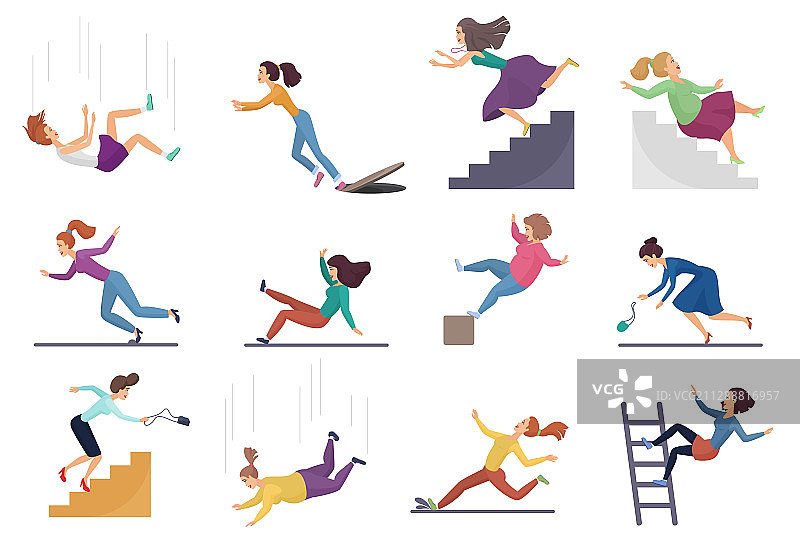 卡通受伤的女人图片素材