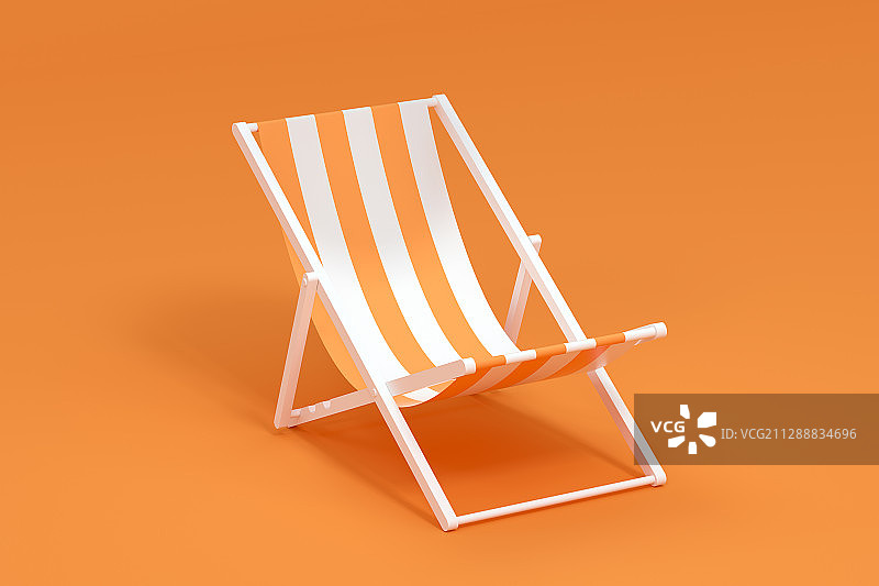 沙滩椅与空白背景 3D渲染图片素材