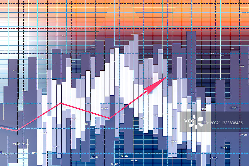 金融折线图表模拟 3D渲染图片素材