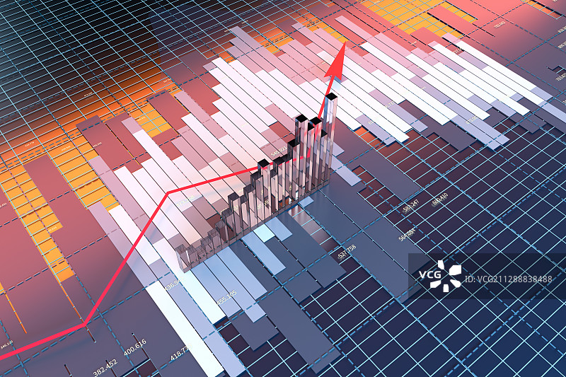 金融折线图表模拟 3D渲染图片素材