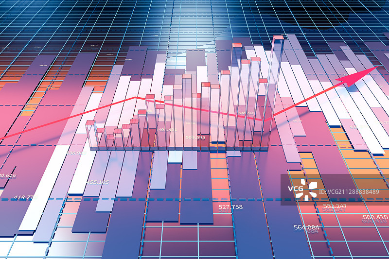 金融折线图表模拟 3D渲染图片素材