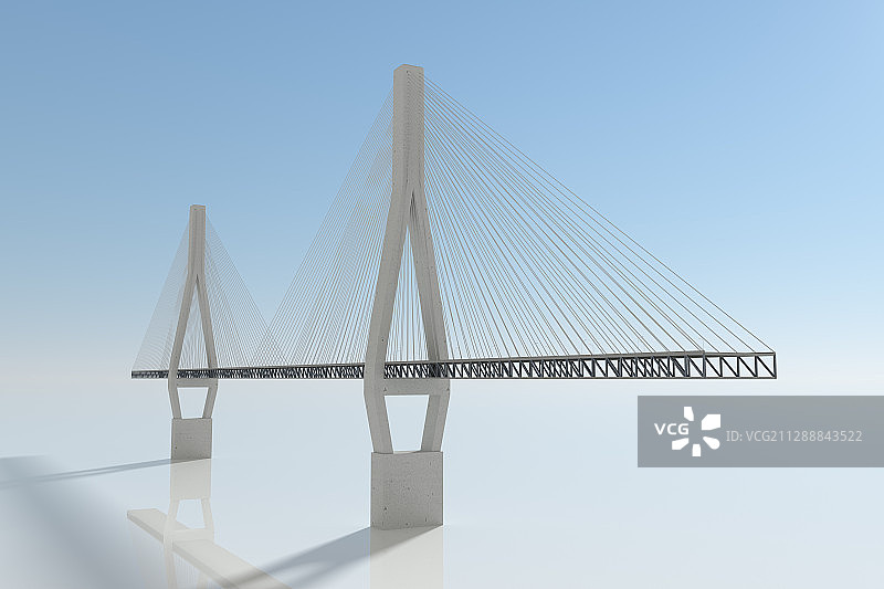 吊索桥桥梁模型 3D渲染图片素材