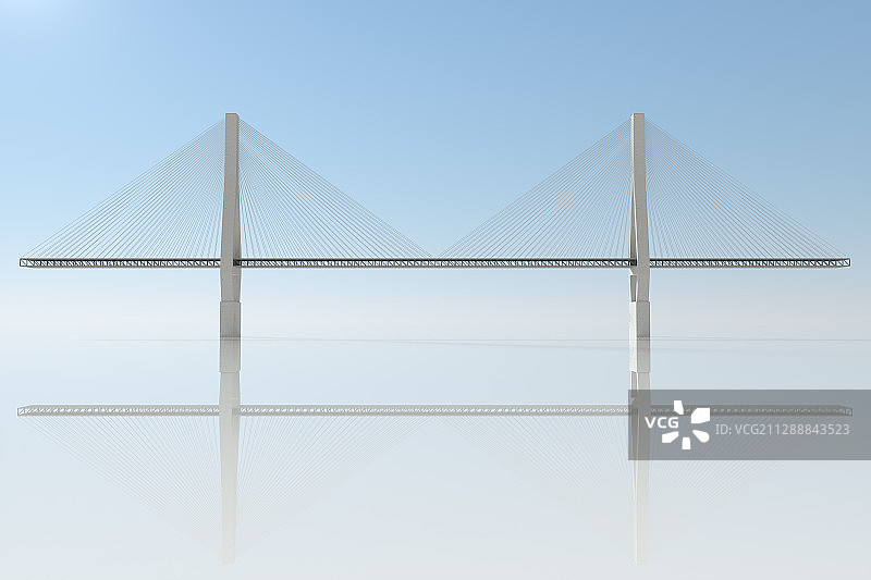 吊索桥桥梁模型 3D渲染图片素材