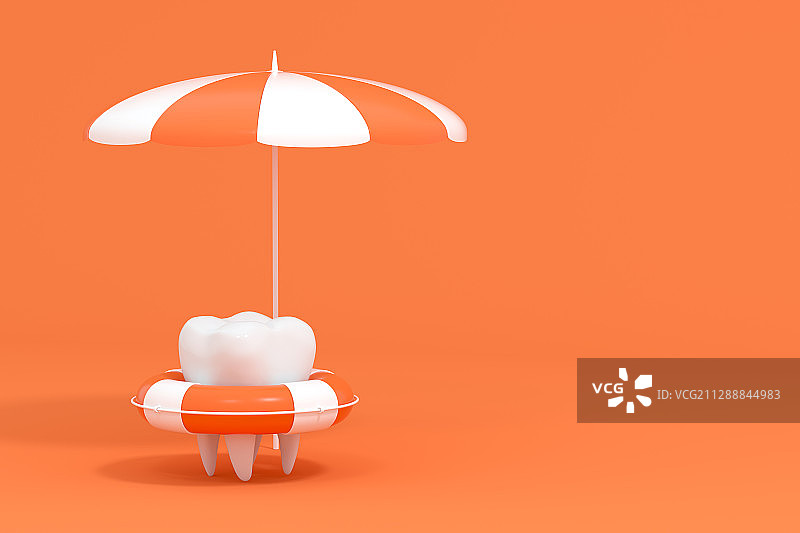 度假休闲的卡通牙齿 3D渲染图片素材