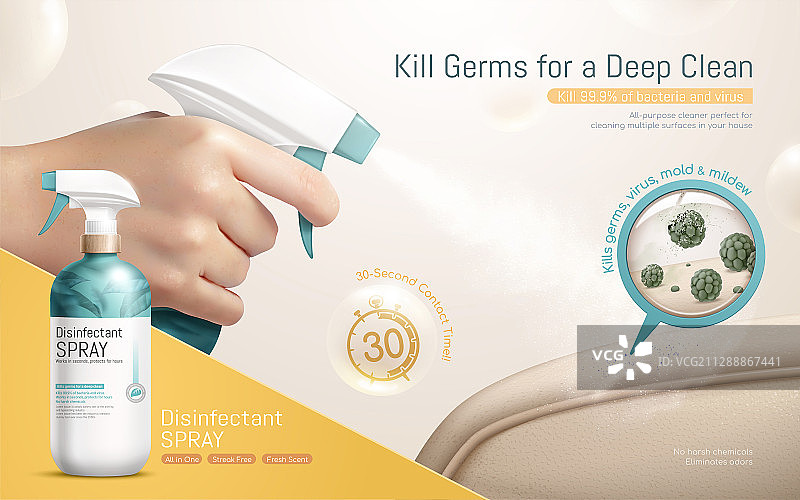家用杀菌喷雾三维广告模板图片素材