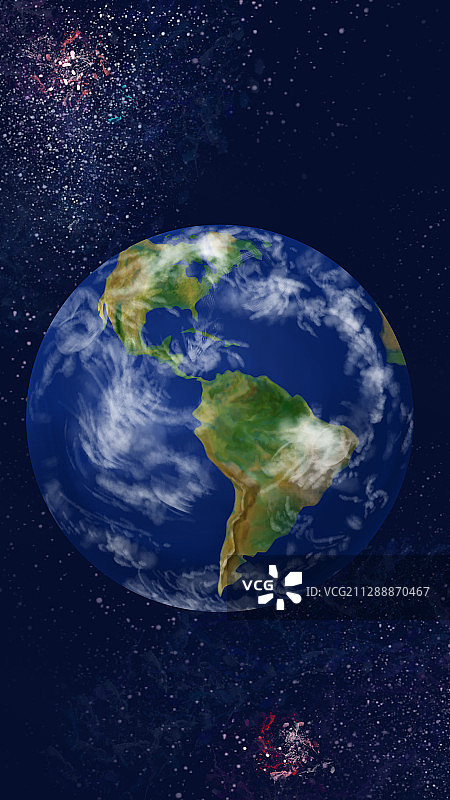 宇宙星云背景的地球插画图片素材