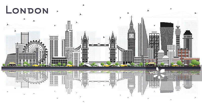 带有灰色建筑的英国伦敦城市天际线图片素材