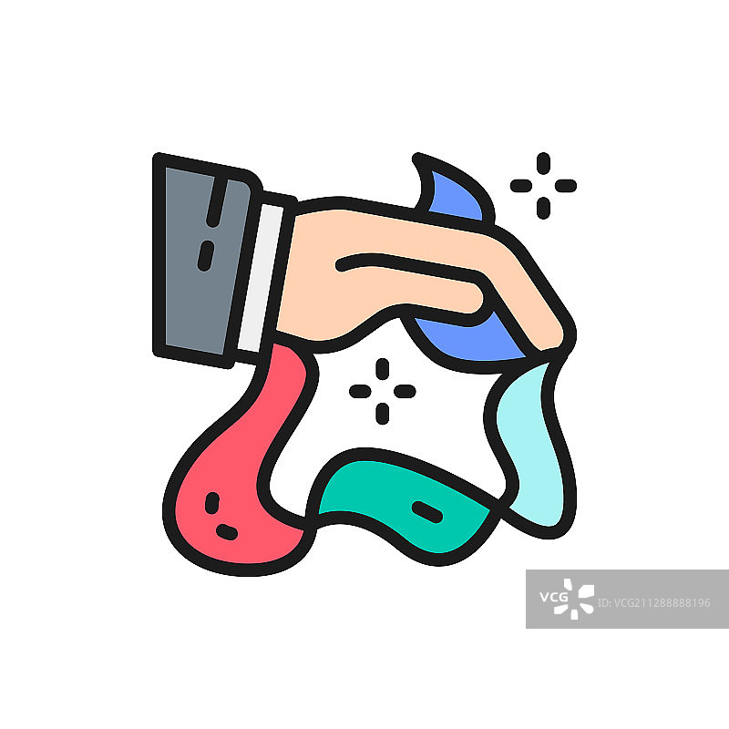 手帕魔术戏法马戏团扁平色图片素材