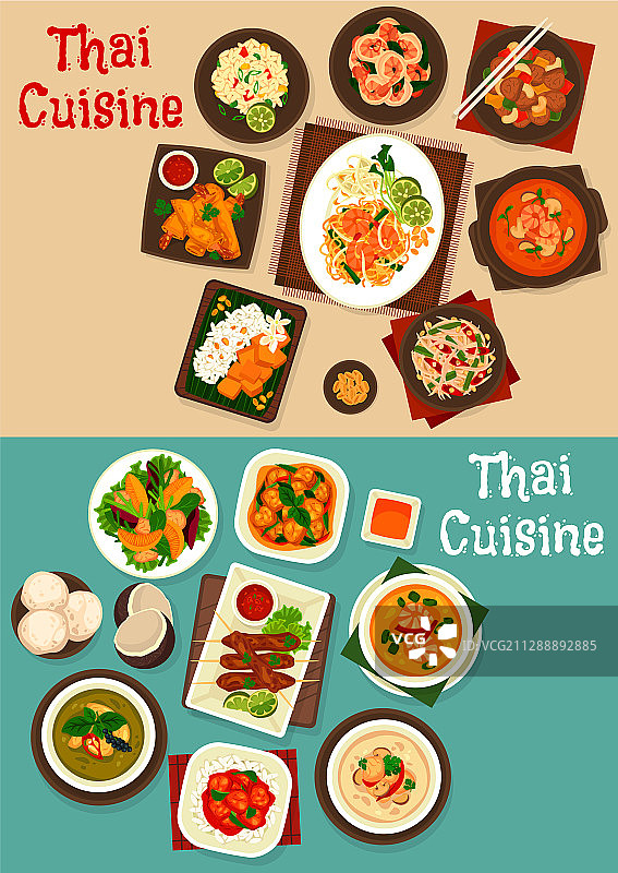 泰式海鲜肉类米饭蔬菜水果沙拉图片素材