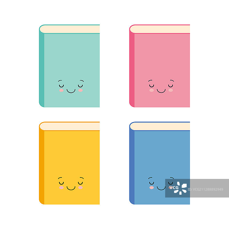 卡通书本吉祥物套装图片素材