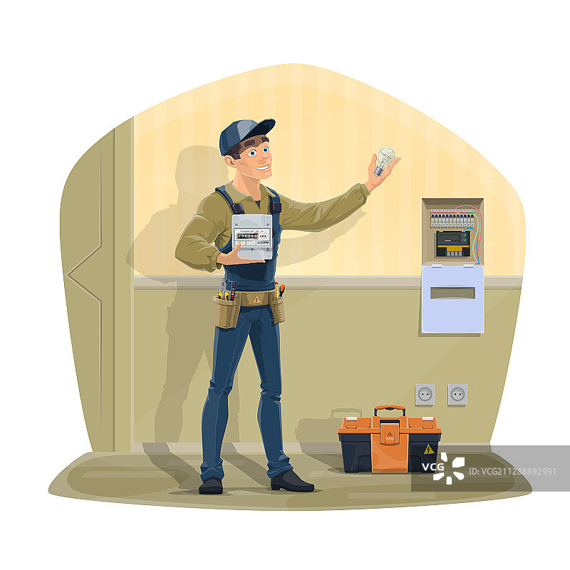 电工灯泡电缆电表图片素材