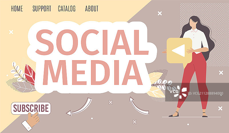 社交媒体公司扁平网络banner图片素材