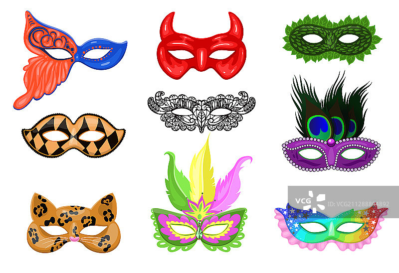白色背景上的孤立嘉年华面具图片素材