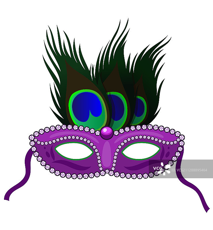 带有孔雀羽毛的狂欢节面具图片素材