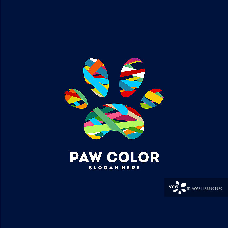 抽象宠物爪子标志设计概念彩色图片素材