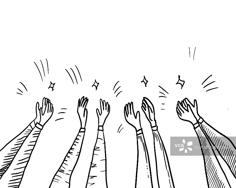 手绘草图风格鼓掌的人手图片素材