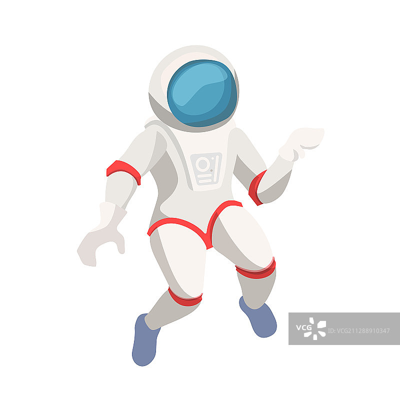 在白色背景上隔离的可爱宇航员卡通形象图片素材