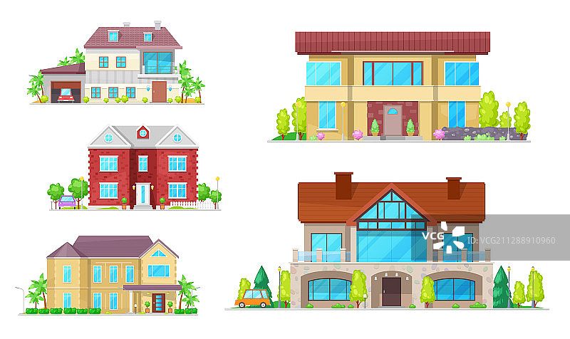 房屋建筑小屋村庄住宅和别墅图片素材