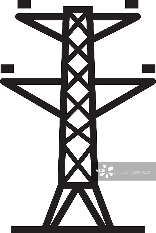 高压电塔架空电力线图标模板图片素材