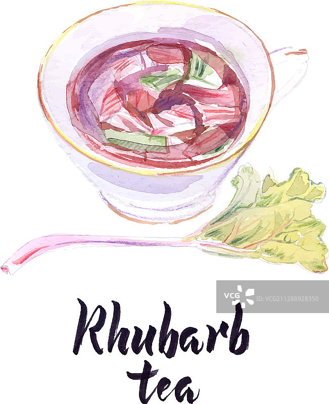 水彩杯装大黄茶图片素材