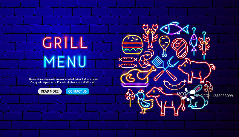 烧烤菜单霓虹灯banner设计图片素材