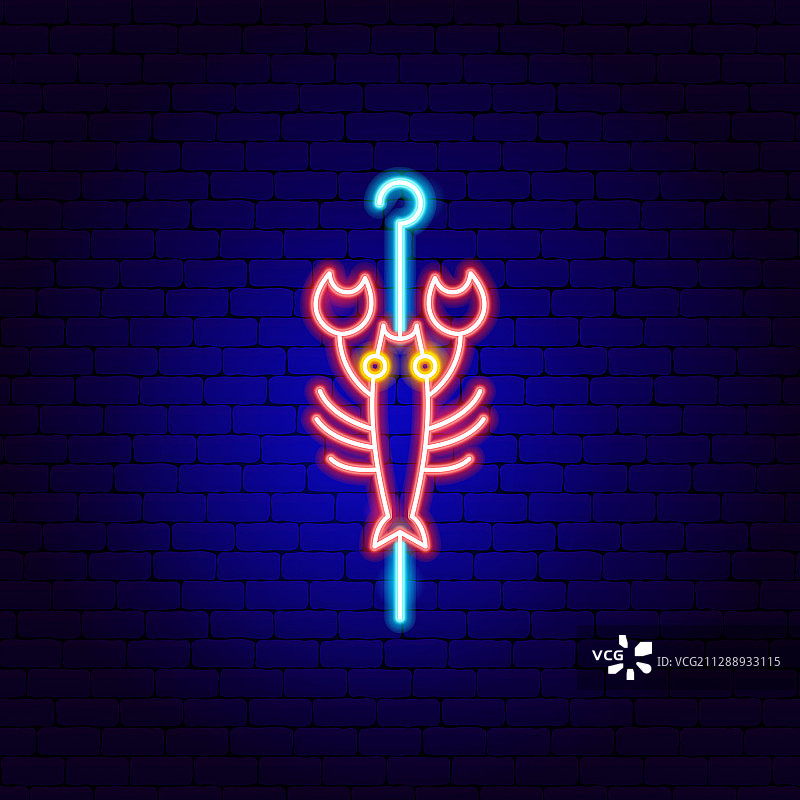 龙虾串霓虹灯标志图片素材