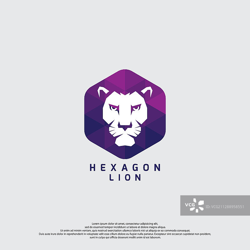 抽象六边形狮子头图片素材