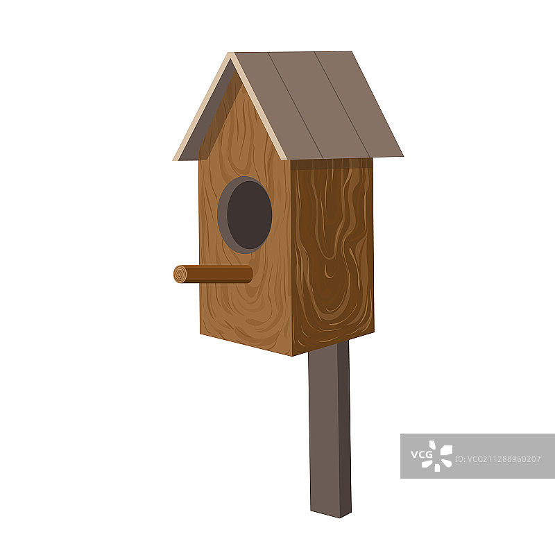 白色背景上的木制鸟舍图片素材