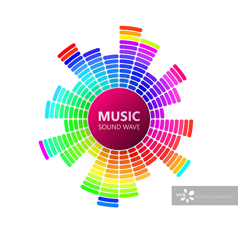 白色背景上的放射状彩色音乐均衡器图片素材