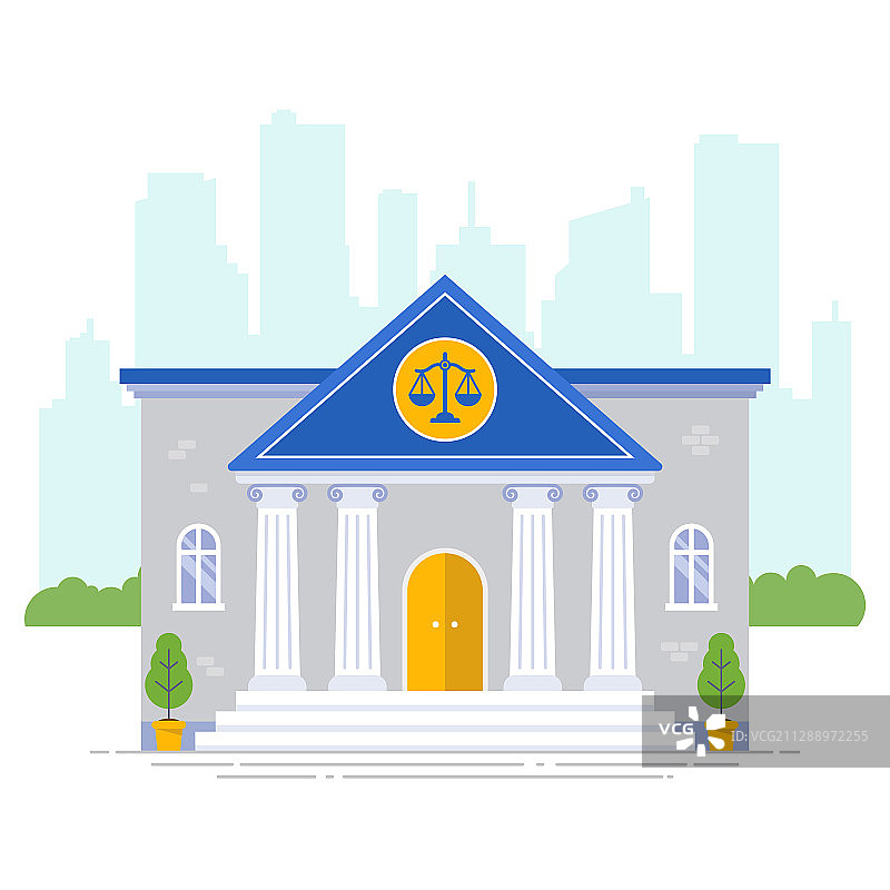 城市背景下的带天平的法院图标图片素材