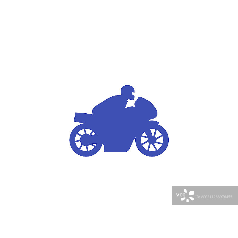 白色背景上的运动摩托车骑手图标图片素材
