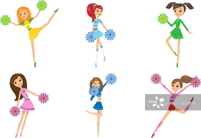 可爱啦啦队女孩与绒球套装图片素材