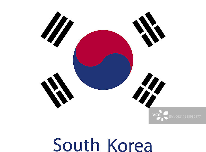 白色背景上的韩国传统国旗图片素材