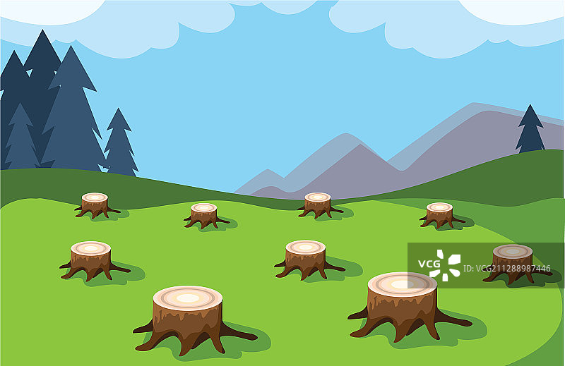 展示森林砍伐环境的树桩图片素材