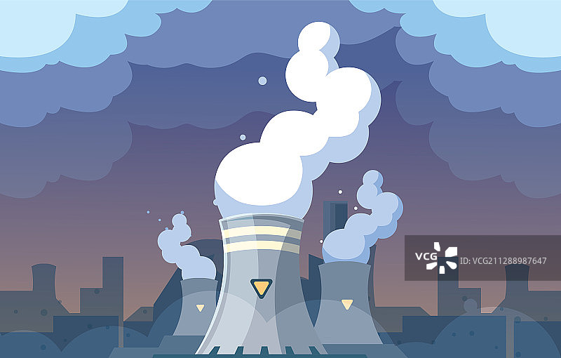 城市景观中的工业烟雾云图片素材