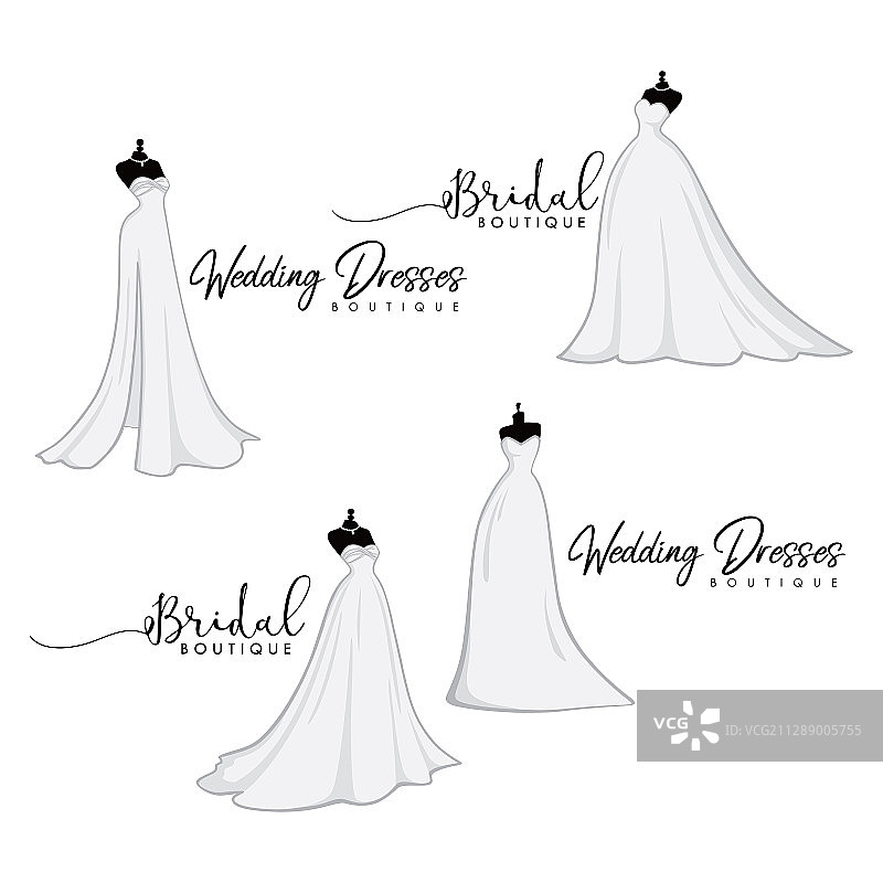 单色新娘礼服精品店Logo创意合集图片素材