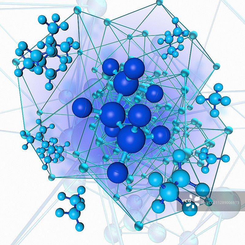 蓝色分子插图图片素材