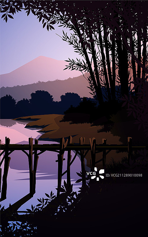 沼泽边缘的木制港口图片素材