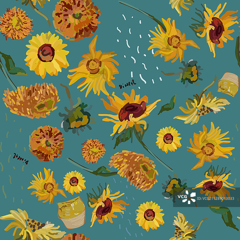 海绿色背景下的向日葵花朵图片素材