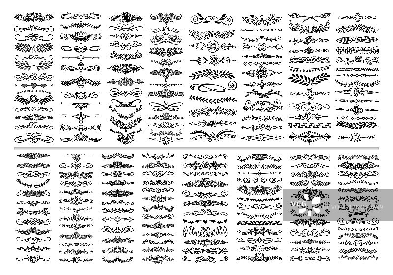 200个涂鸦草图手绘分隔线合集图片素材