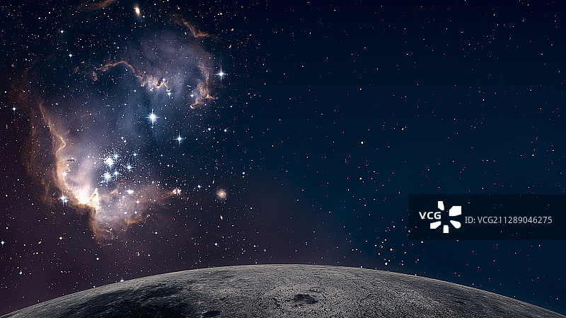 奇幻星空下的月球地貌图片素材