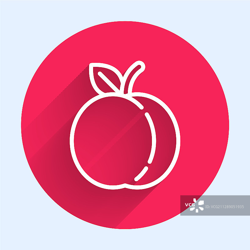 带叶子的白色线条桃子或油桃图标图片素材