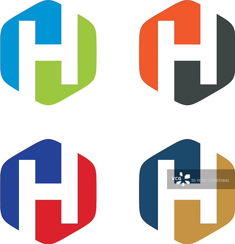 H字母六边形标志模板设计图片素材