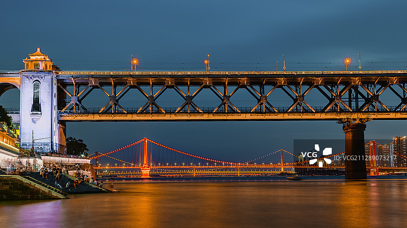 武汉鹦鹉洲长江大桥 杨泗港长江大桥 晴川桥 武汉长江大桥图片素材