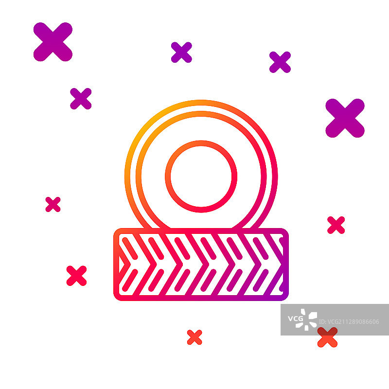 彩色线条汽车轮子图标图片素材