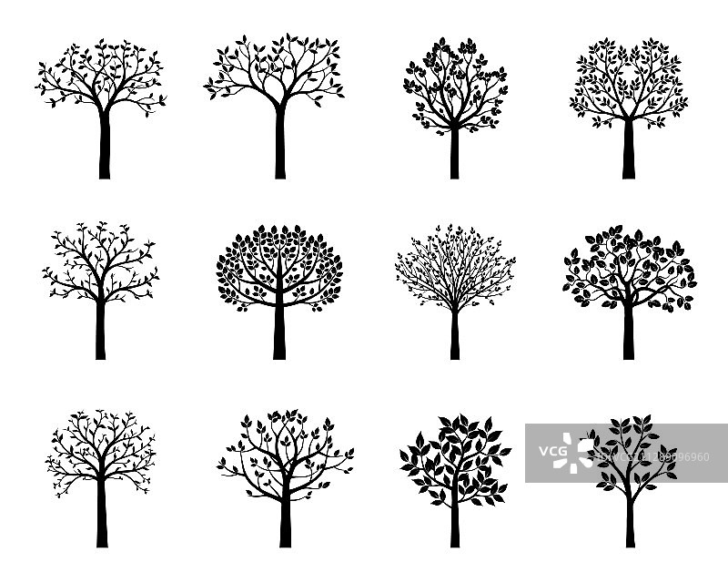 一组黑色树木图片素材